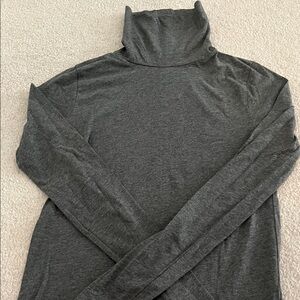 Gray Tissue Turtleneck Long Sleeve Top